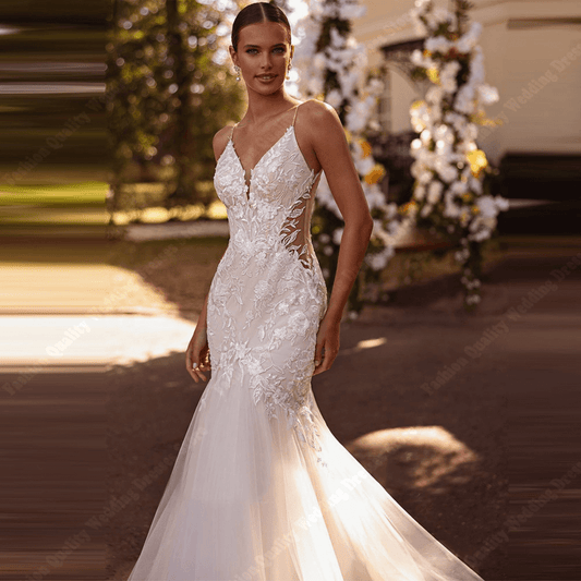 Halter wedding dresses | Slip wedding dress | mermaid wedding dress | lace