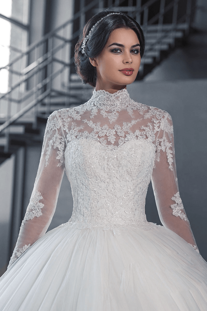 High neck wedding dress | Lace long sleeve wedding dresses