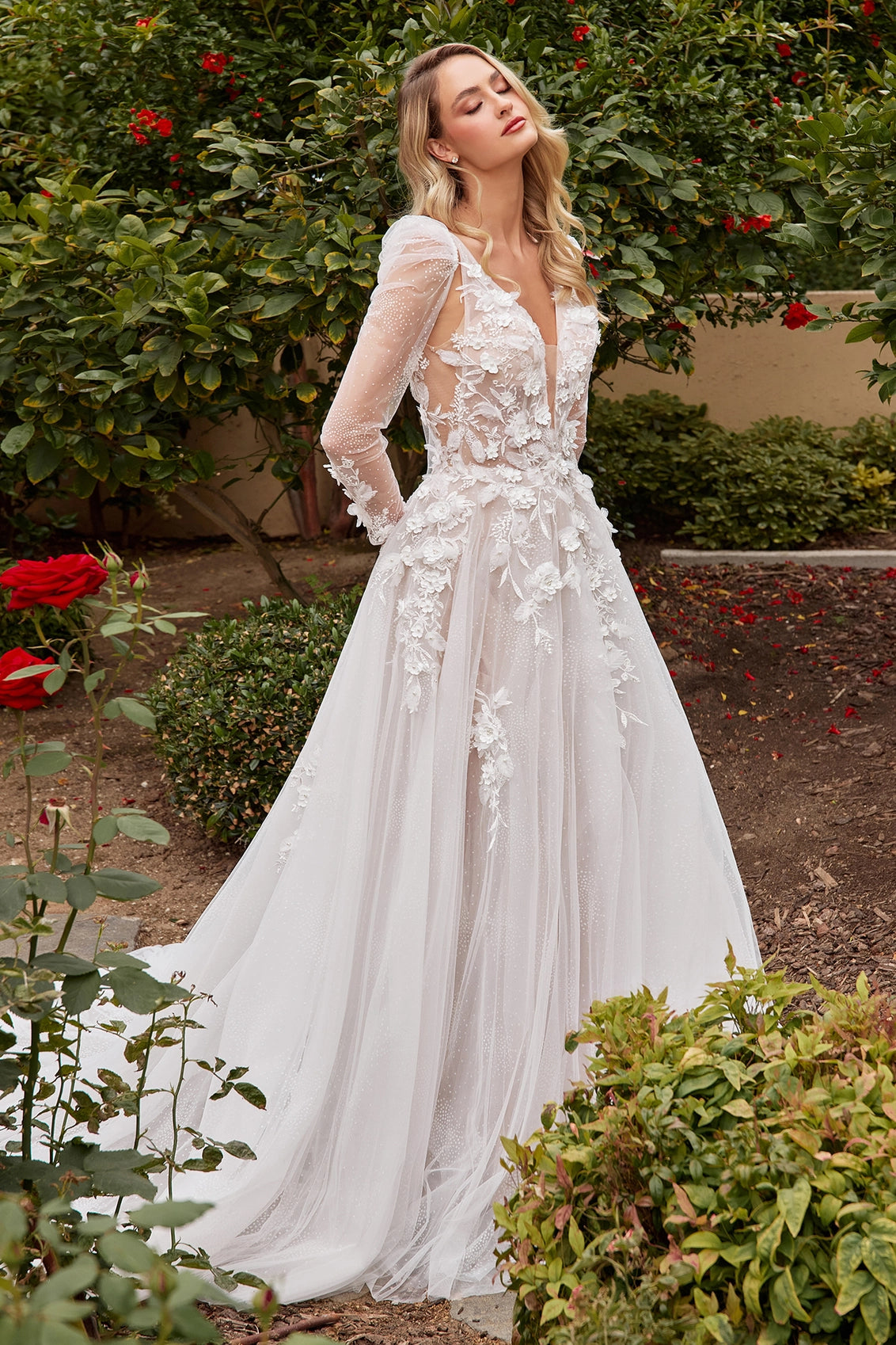 2026-13 A-Line Wedding Dress with Removable Sleeves