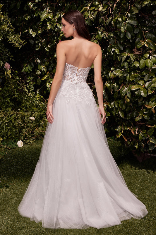 2026-52 Strapless A-Line Lace & Tulle Wedding Dress