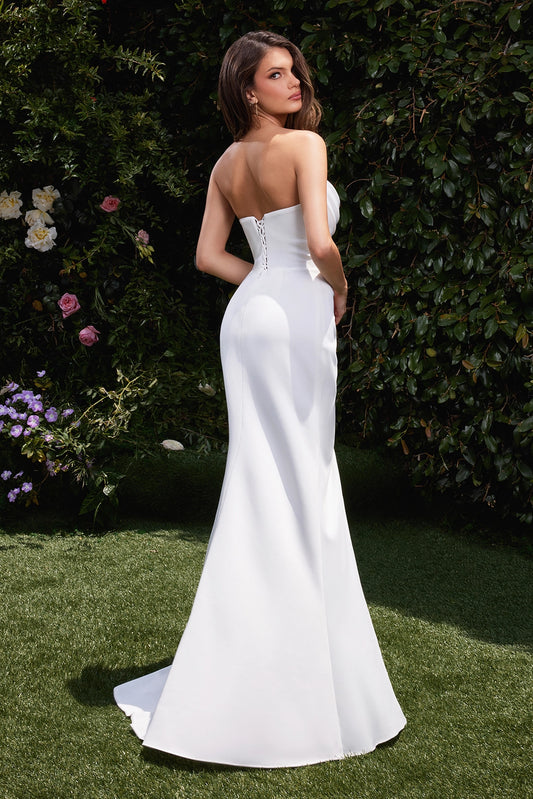 2026-49 Strapless Chiffon Wedding Gown