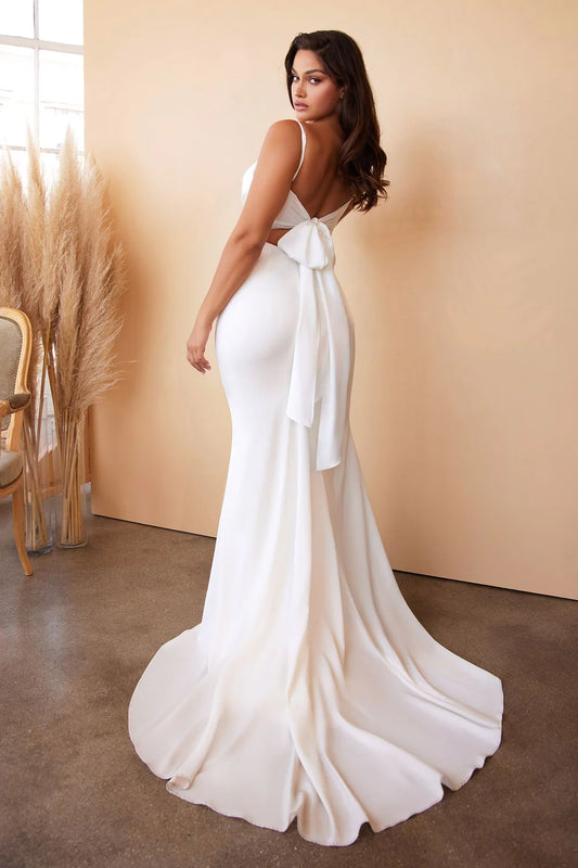 2026-95 Tie-Back Sash Spaghetti Strap Mermaid Wedding Dress