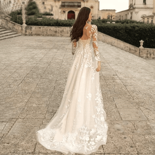 A line wedding dress with sleeves