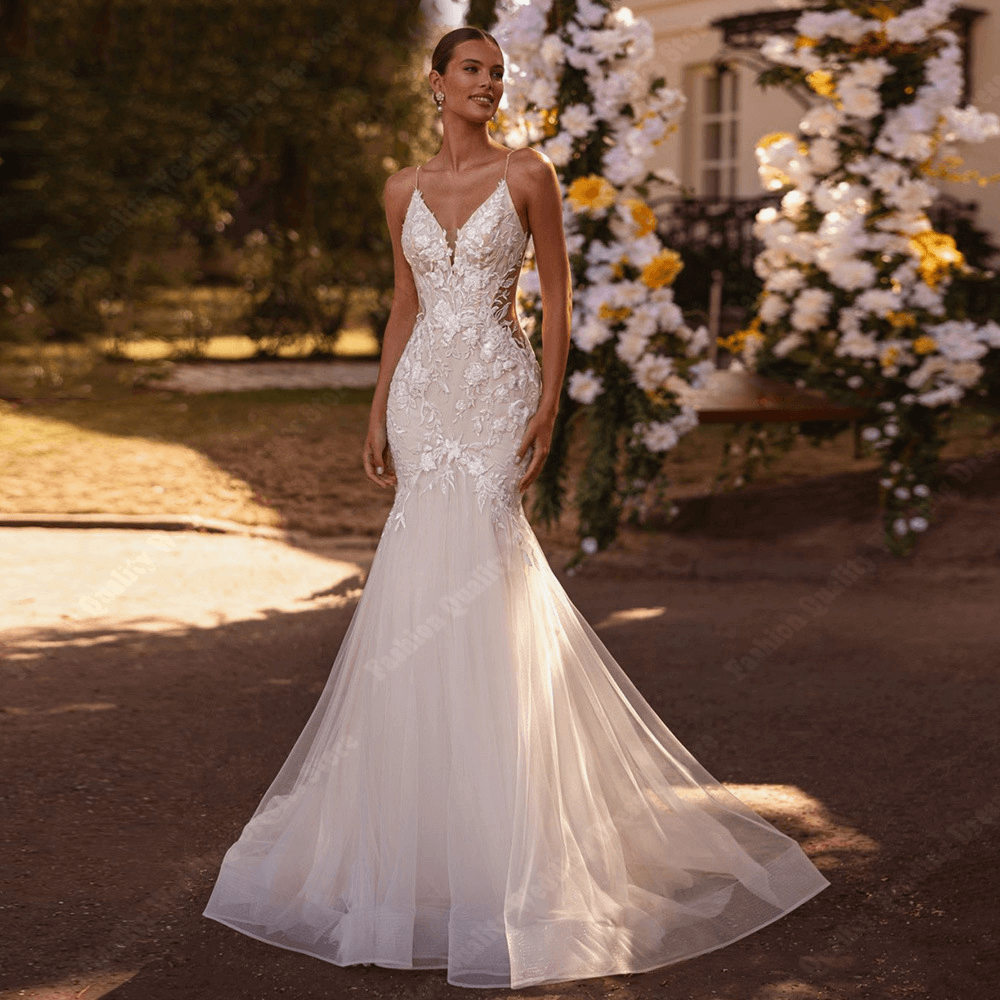 Halter wedding dresses | Slip wedding dress | mermaid wedding dress | lace