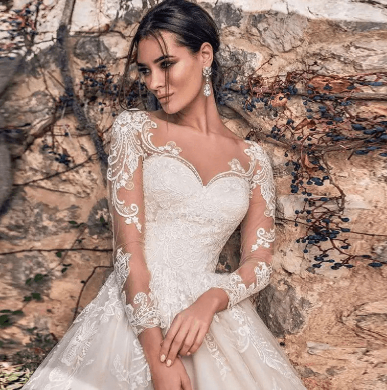long sleeve wedding dresses | lace ball gown wedding dress