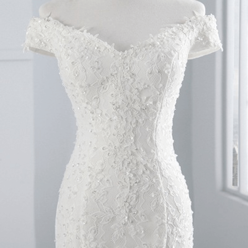 Lace simple mermaid wedding dress