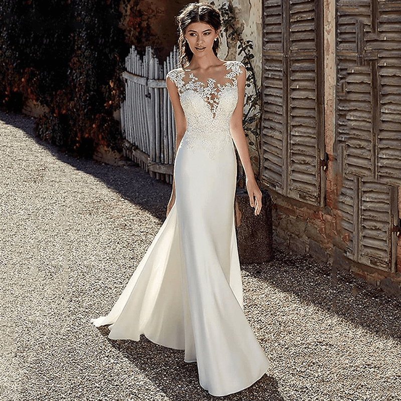 Lace mermaid wedding dresses | sleeveless Howedding Lace mermaid wedding dresses | sleeveless Howedding