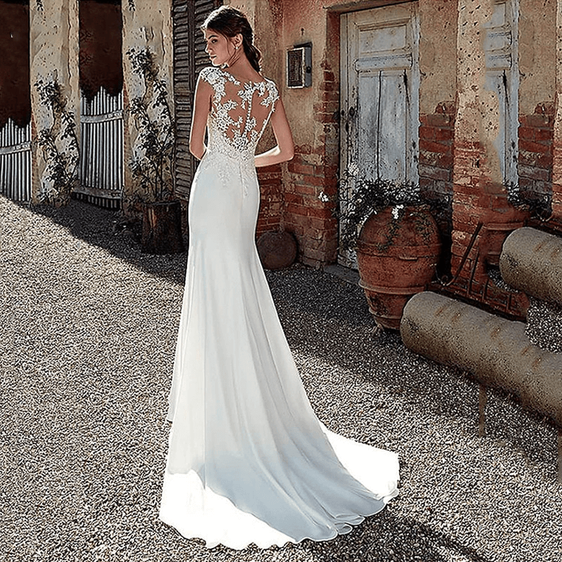 Lace mermaid wedding dresses | sleeveless