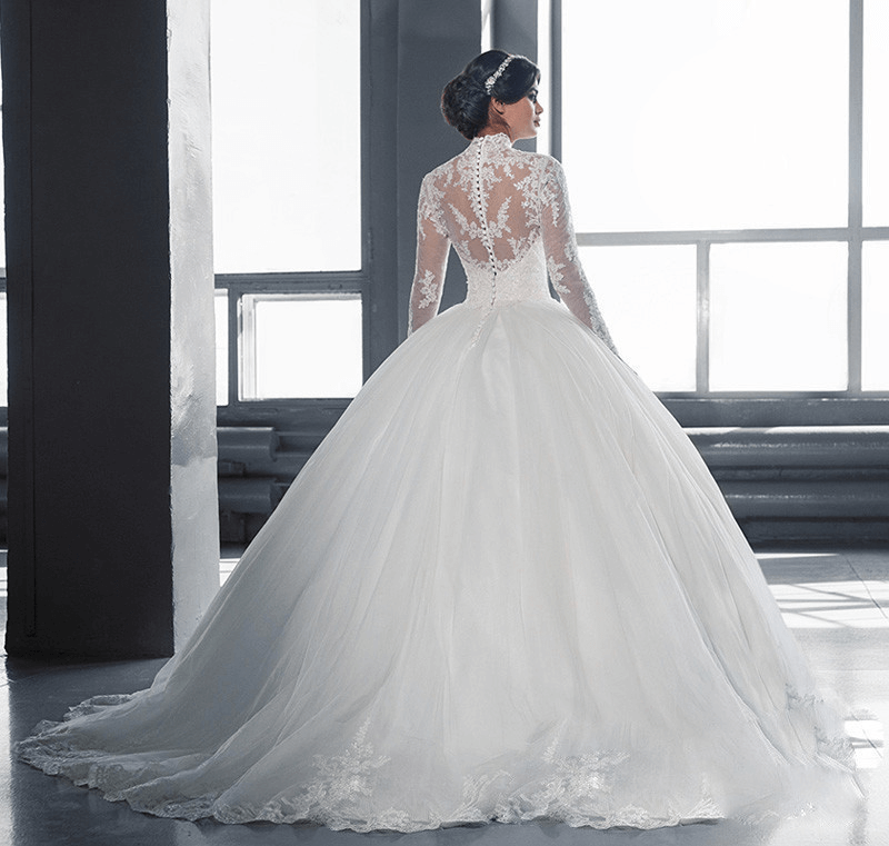 High neck wedding dress | Lace long sleeve wedding dresses