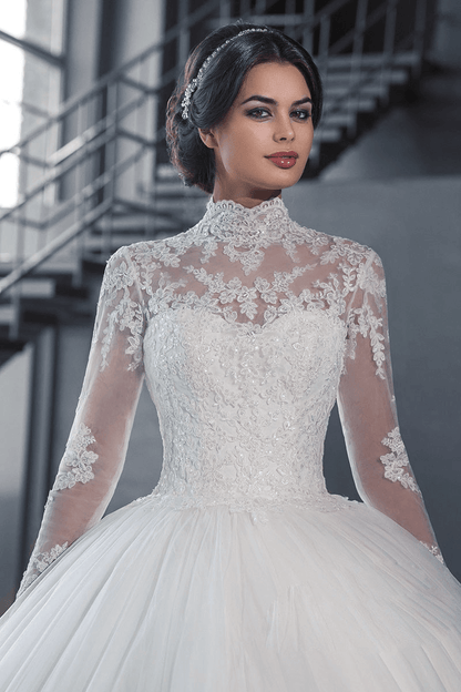 High neck wedding dress | Lace long sleeve wedding dresses