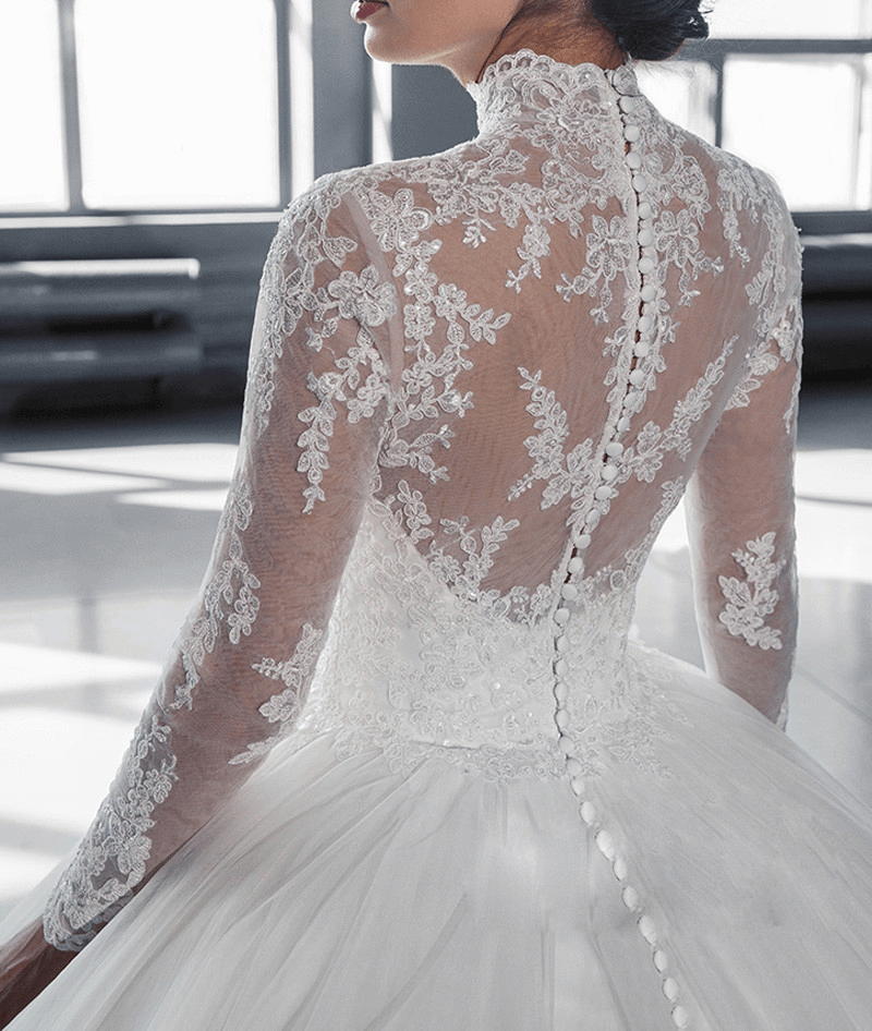 High neck wedding dress | Lace long sleeve wedding dresses
