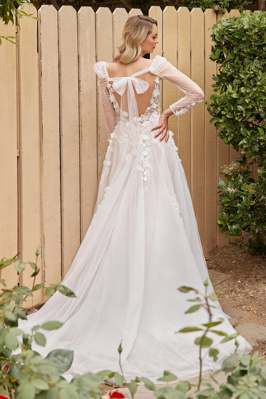 2026-13 A-Line Wedding Dress with Removable Sleeves