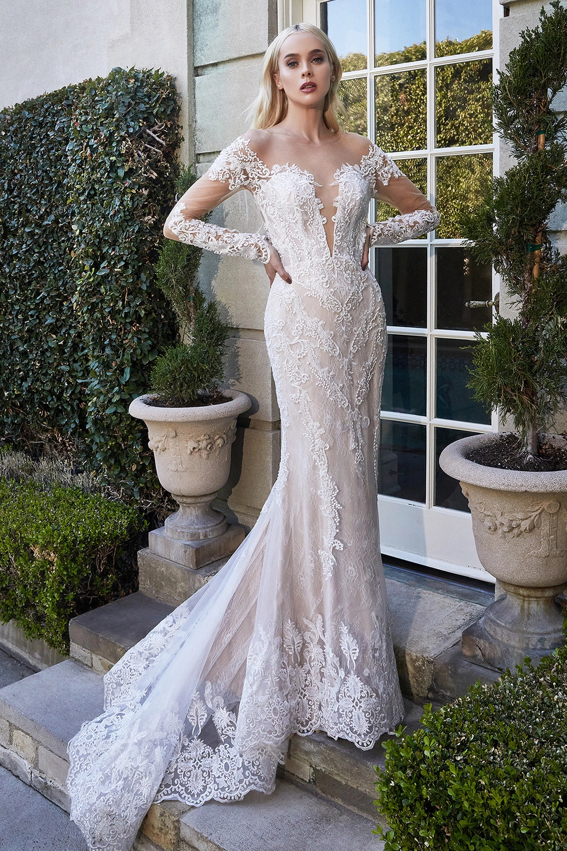 2026-11 Bohemian Long Sleeves Mermaid Wedding Dress