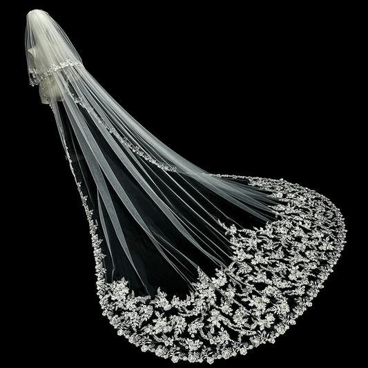 Lace Floral Cathedral Veil | wedding veils