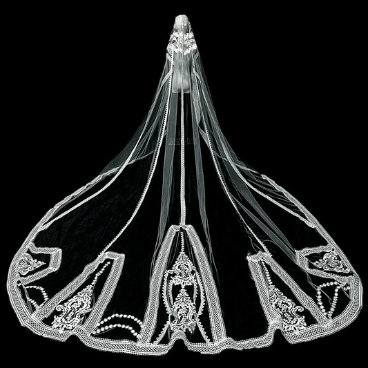 Wide Lace Cathedral Veil