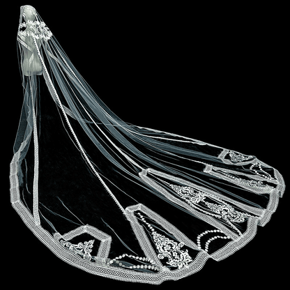 Wide Lace Cathedral Veil