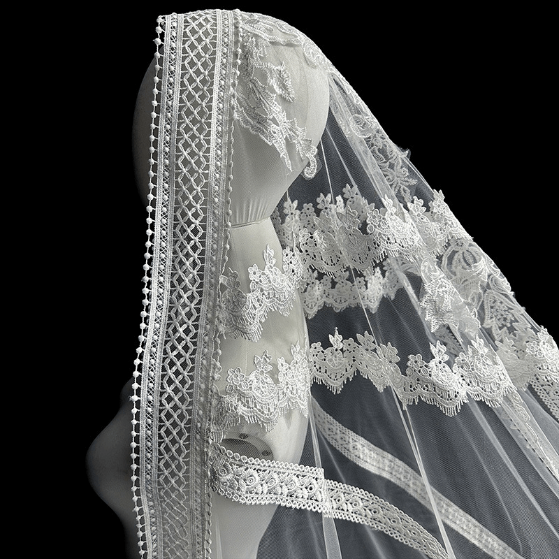 Wide Lace Cathedral Veil