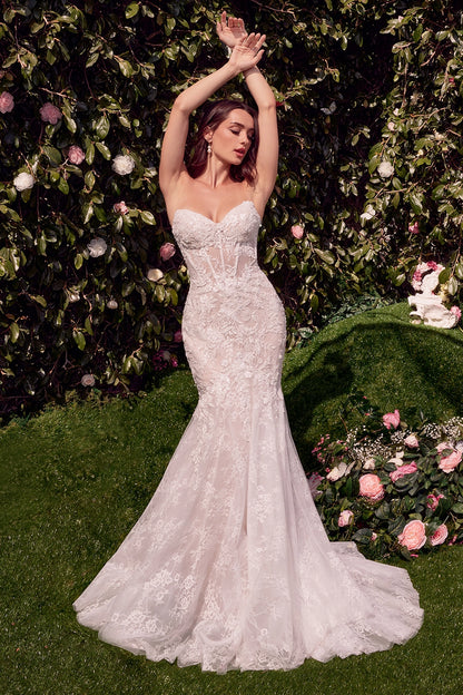 2026-56 Detachable Wings Mermaid Wedding Gown