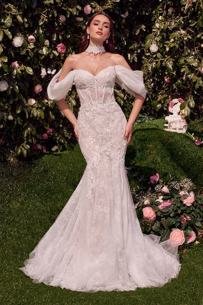 2026-56 Detachable Wings Mermaid Wedding Gown