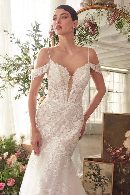 2026-10 Fitted Lace Spaghetti Straps Mermaid Wedding Dress