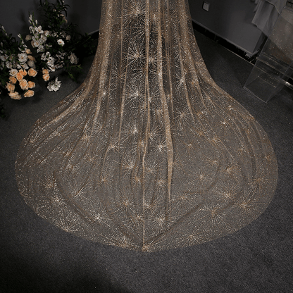 Gold Glitter Mesh Chapel Veil | wedding veils