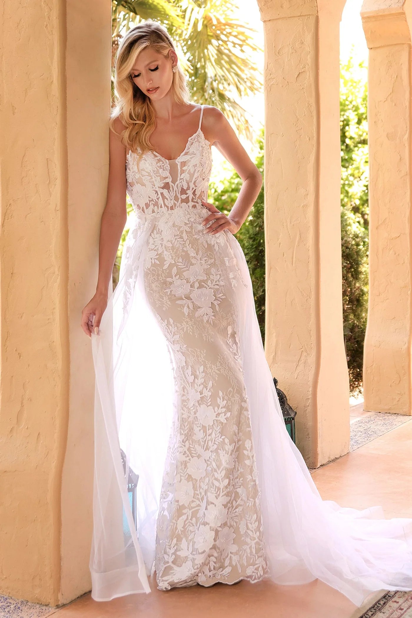 2026-05 Lace Mermaid Wedding Dress with Overskirt