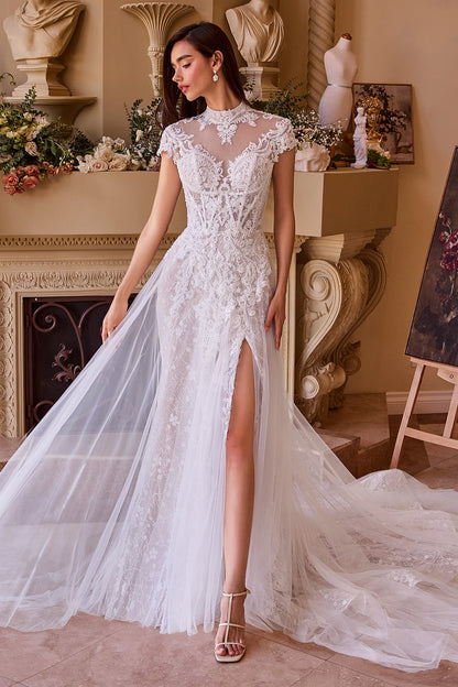 2026-22 Short Sleeve A Line Wedding Dress