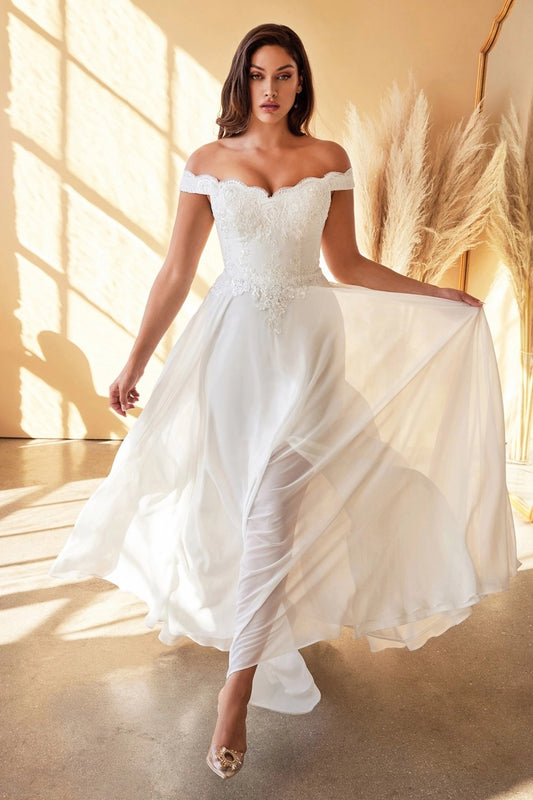 2026-86 Lacelet Off the Shoulder A Line Wedding Dress