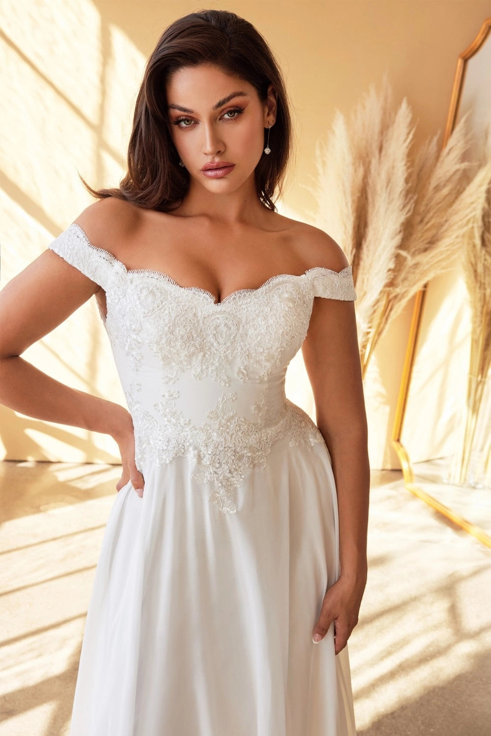 2026-86 Lacelet Off the Shoulder A Line Wedding Dress