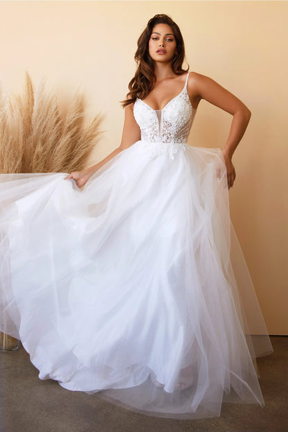Layered tulle A-line wedding dress with embellished lace by Howedding