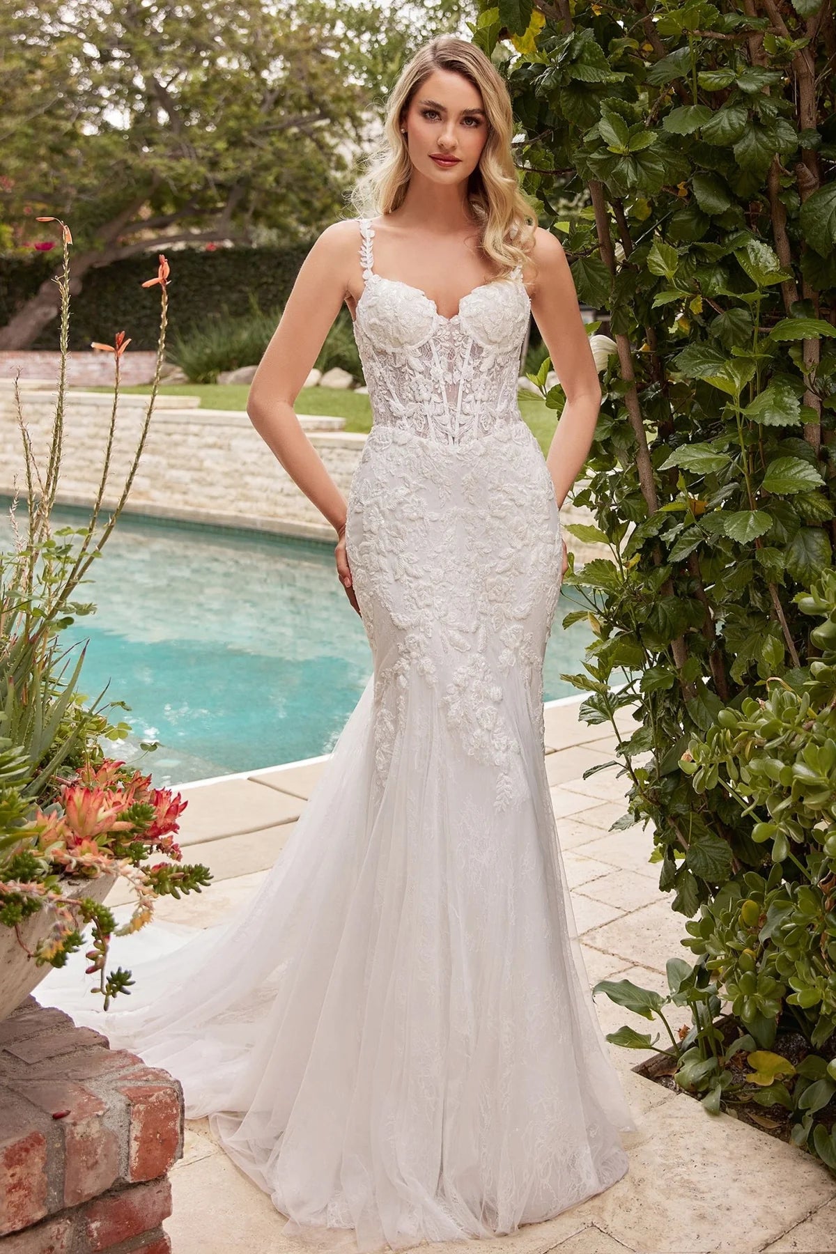 2026-25 Spaghetti Straps Corset Lace Mermaid Wedding Dress