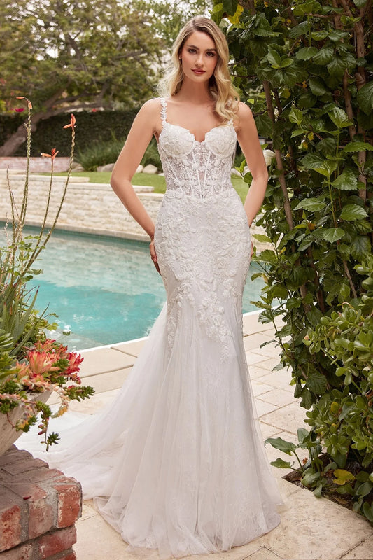 2026-25 Spaghetti Straps Corset Lace Mermaid Wedding Dress