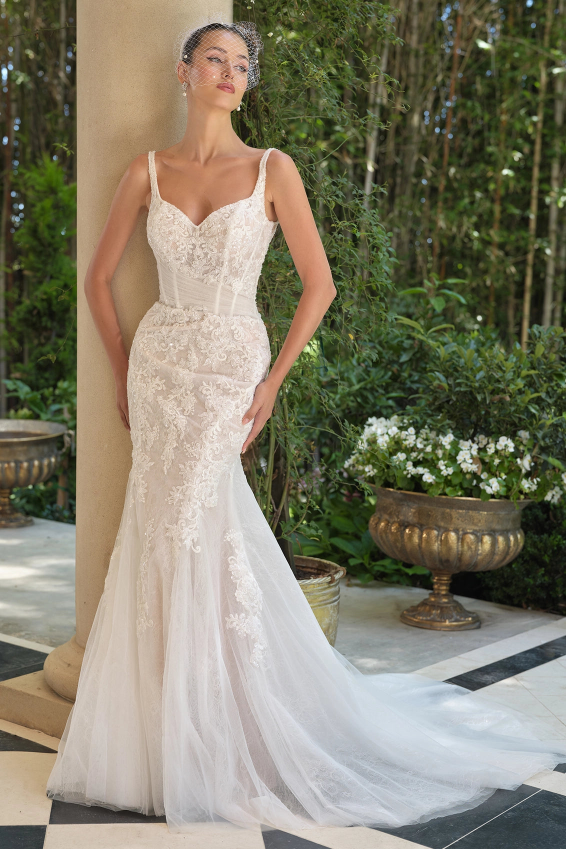 2026-12 Long Mermaid Bridal Gown Corset Wedding Dress