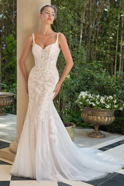 2026-12 Long Mermaid Bridal Gown Corset Wedding Dress