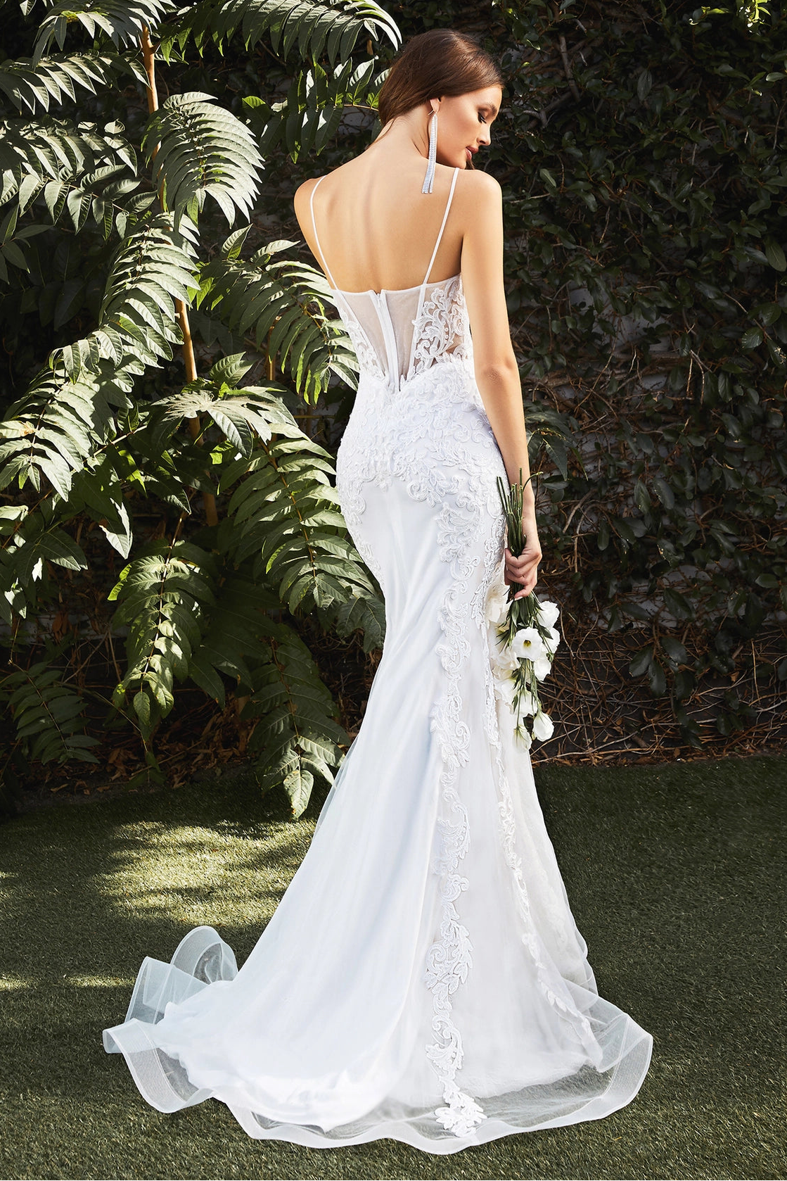 Mermaid illusion wedding dress back view by Howedding