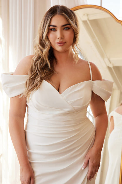 2026-93 Simple Long Plus Size Fitted Wedding Dress