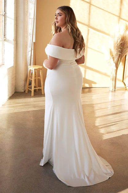 2026-94 Off the Shoulder Stretch Satin Mermaid Wedding Dress