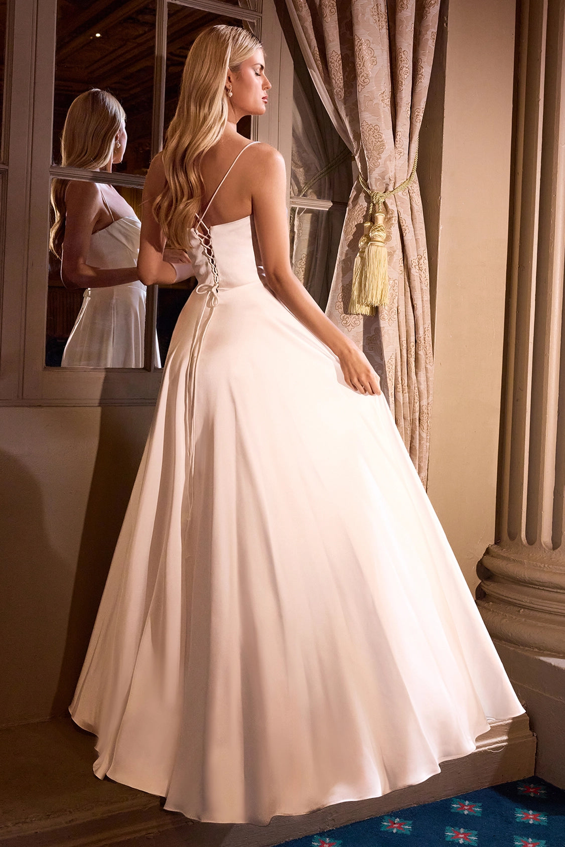 2026-70 Elegant Satin A Line Wedding Dress