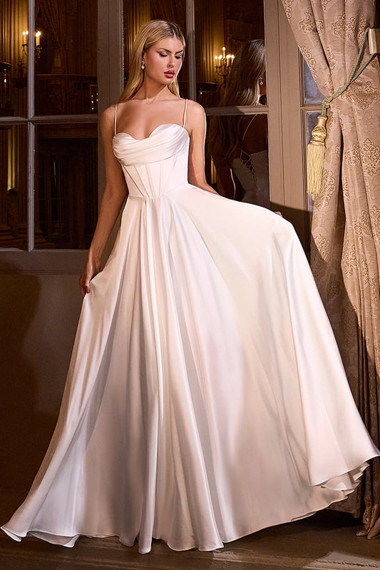 2026-70 Elegant Satin A Line Wedding Dress