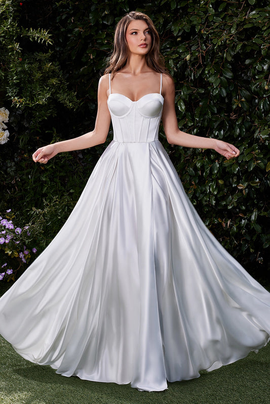 2026-71 Satin A-Line Bustier Bridal Dress