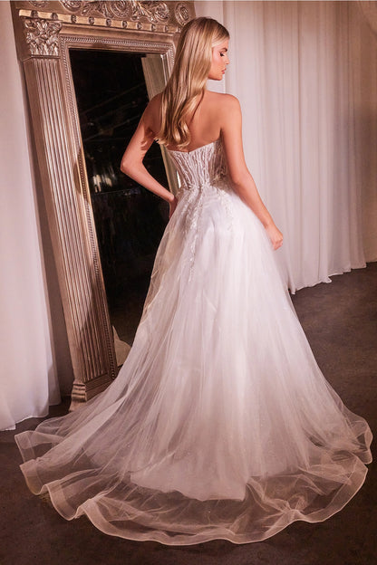 2026-80 Beaded Corset Strapless Wedding Dress