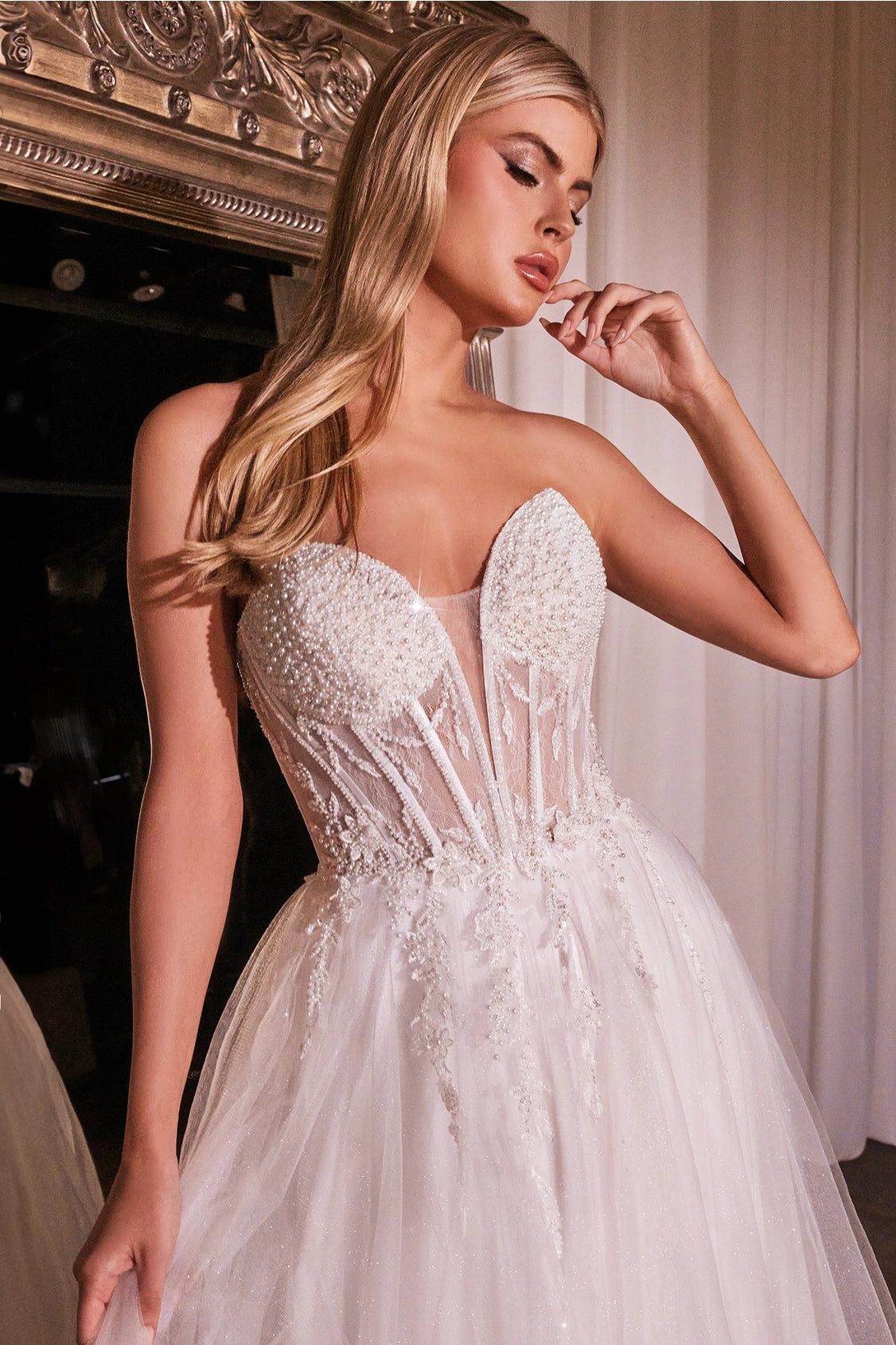 2026-80 Beaded Corset Strapless Wedding Dress