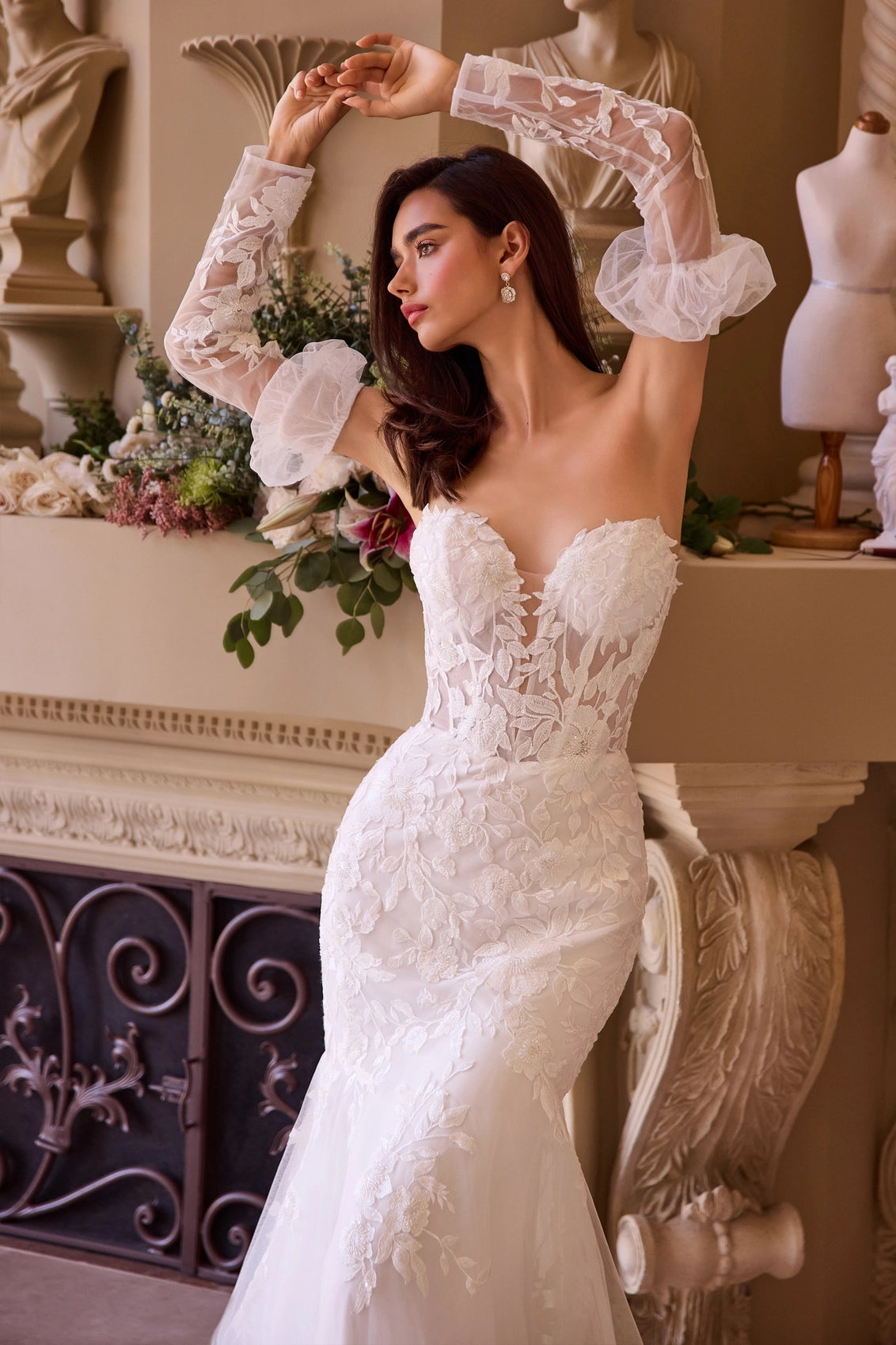 2026-78 Strapless Mermaid Wedding Dress & Sleeves