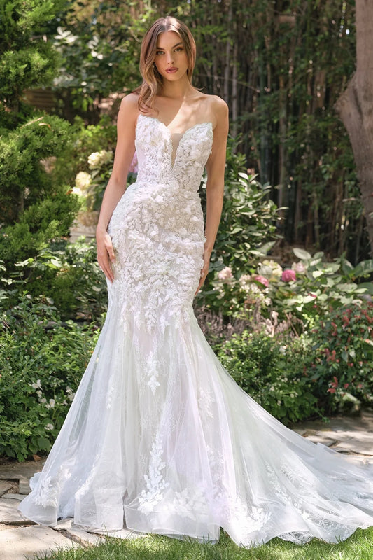 2026-17 Plunge V-neck Strapless Bridal Mermaid Wedding Dress