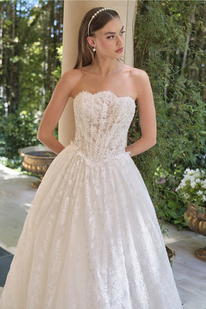 2026-59 Long Bridal Ball Gown Corset Lace Wedding Dress
