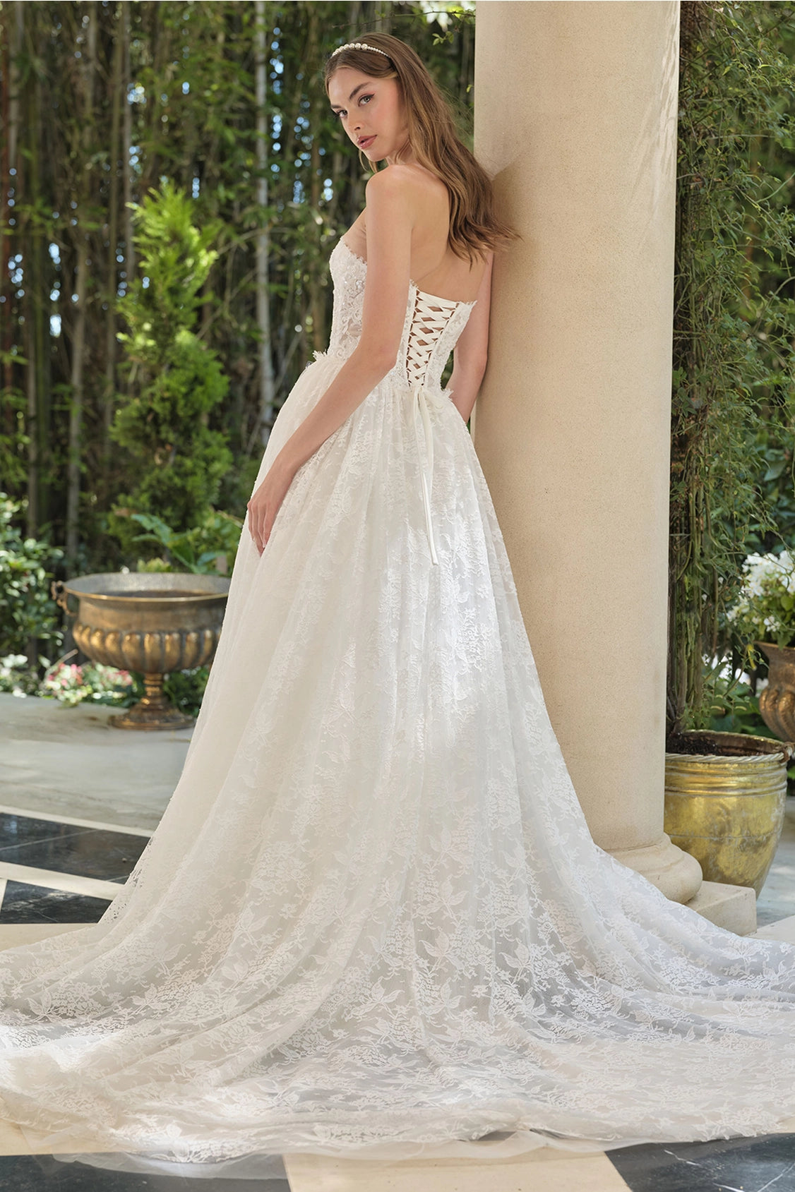 2026-59 Long Bridal Ball Gown Corset Lace Wedding Dress