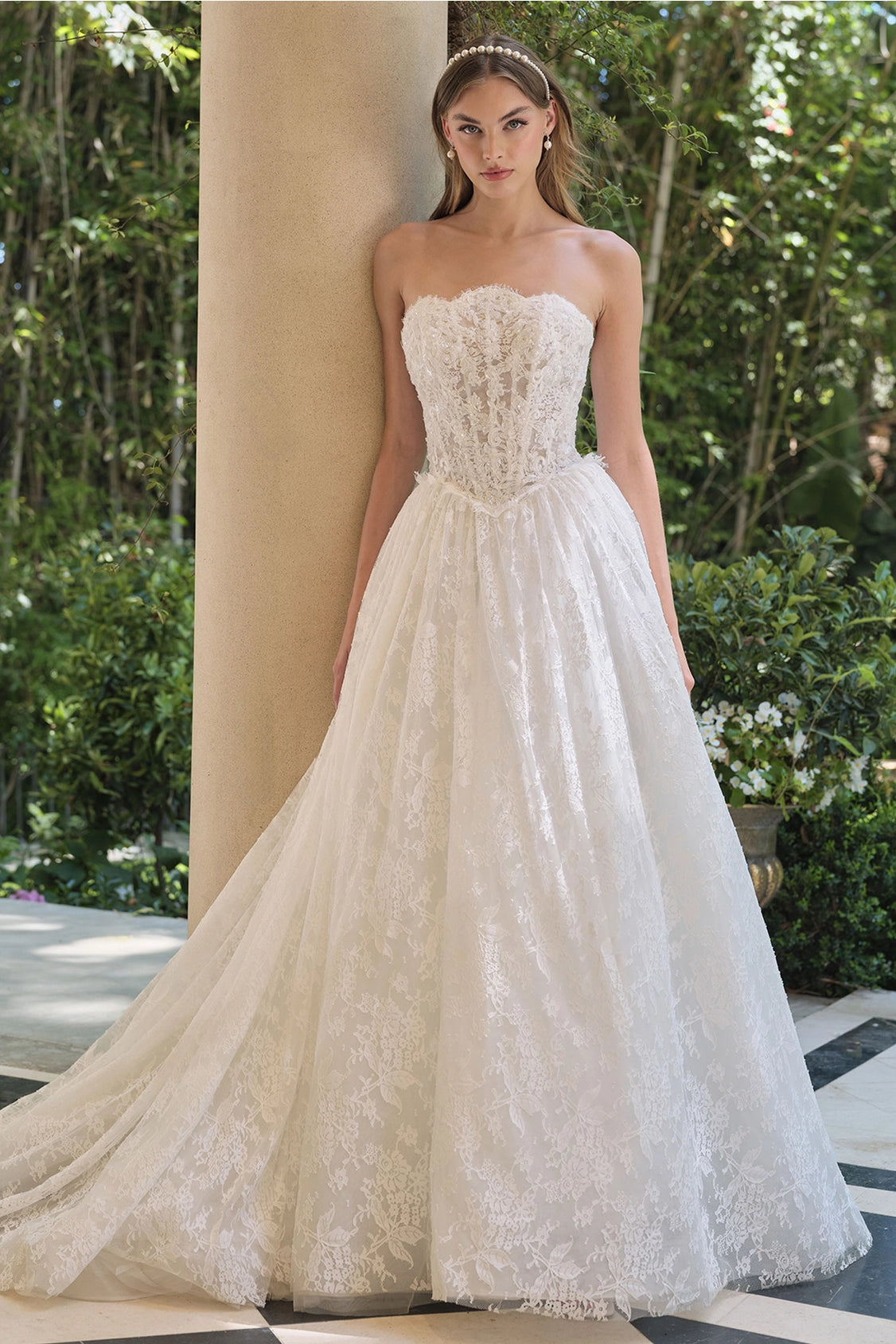 2026-59 Long Bridal Ball Gown Corset Lace Wedding Dress
