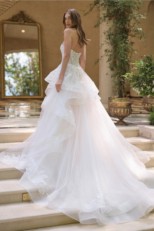 2026-64 Floral Ruffle Bridal Ball Gown Wedding Dress