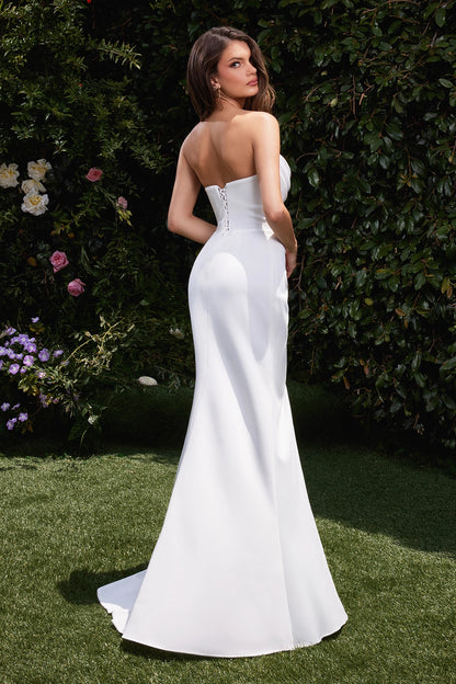 Strapless chiffon wedding gown back view by Howedding