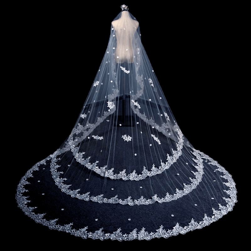 Three-circle lace cathedral veil | wedding veils